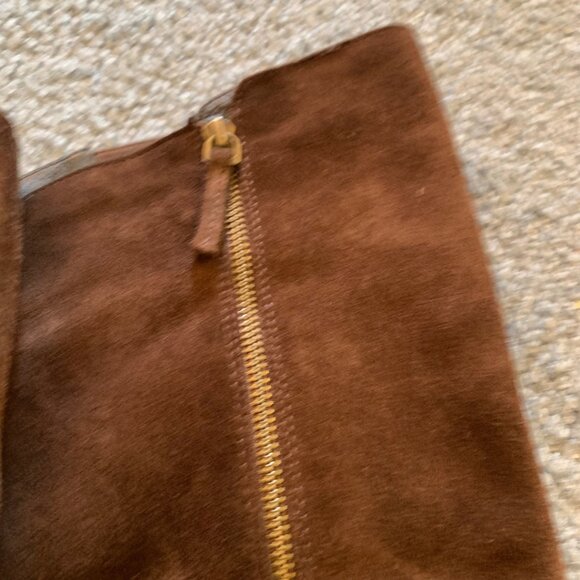 CROWN VINTAGE BROWN LEATHER OVER-THE-KNEE RIDING BOOTS - SIZE 7.5 - Picture 8 of 12